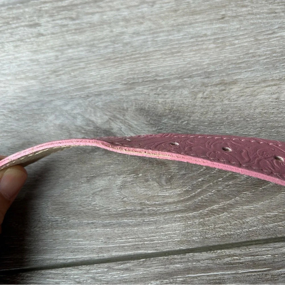 Willow Ridge Pink Suede Embossed Genuine Leather Belt - Picture 11 of 16